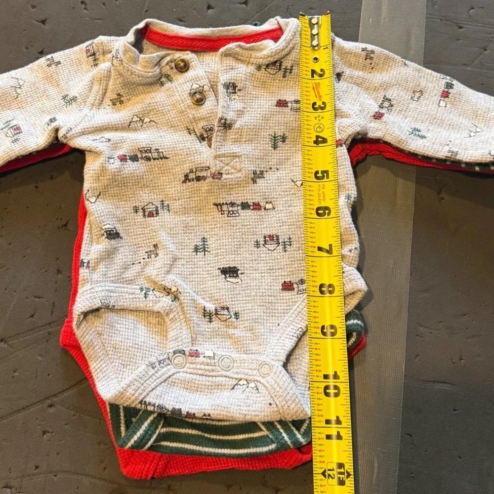 Carter's Baby 3M Thermal Bodysuits Set 3 Pack Holiday Christmas Winter Train